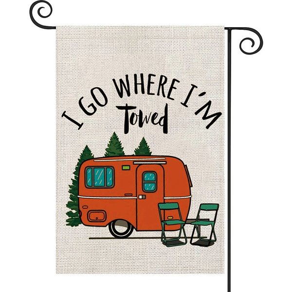 Personalized I Go Where I'm Towed Garden Flag Custom Family Name Place-image