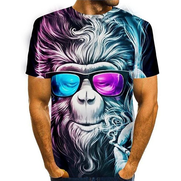 Graphic Tee Prints Orangutan Animal 3D T-Shirt Short Sleeve Daily Tops Basic Casual Rainbow-image