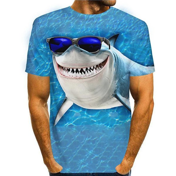 T Shirt 3D Graphic Shark Print Short Sleeve Daily Tops-image