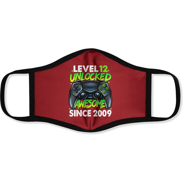Level 12 Unlocked Awesome Since 2009 12th Birthday Gaming Face Mask
