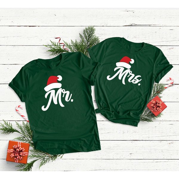 Mr And Mrs Christmas Couple Matching T Shirt-image