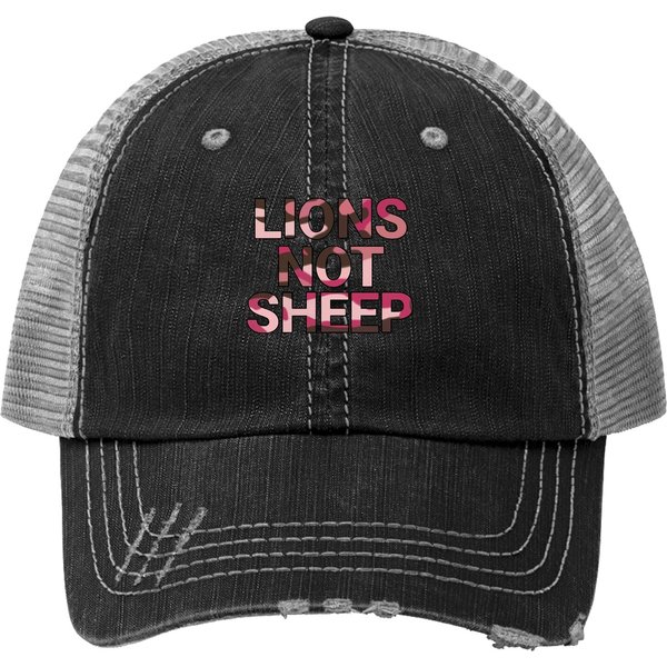 Lions Not Sheep Graphic Print Trucker Hat-image