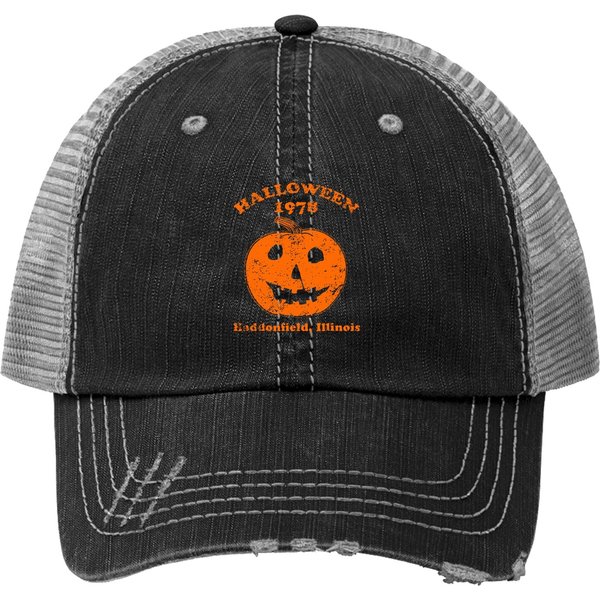 Halloween 1978 Holiday Spooky Gift Myers Pumpkin Haddonfield Print Trucker Hat-image