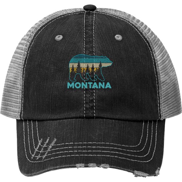 Montana Vintage Grizzly Bear Nature Hiking Trucker Hat-image