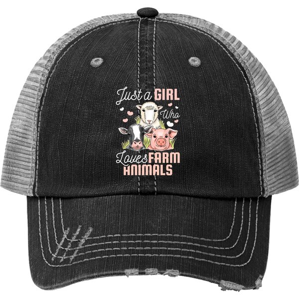 Just A Girl Who Loves Farm Animals Gift Trucker Hat-image