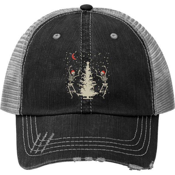 Dancing Skeleton Christmas Print Trucker Hat-image