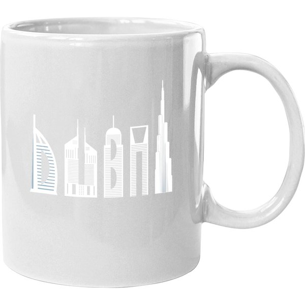 Dubai Skyline Souvenir Famous Buildings Typography Coffee Mug-image