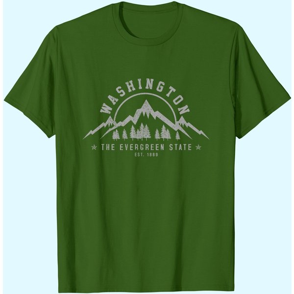 Washington The Evergreen State Nature Mountains Outdoor T Shirt-image