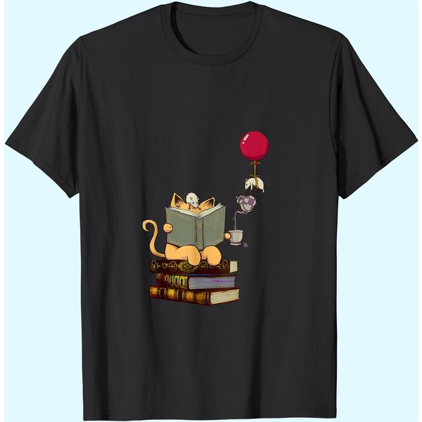 Kittens, Cats, Tea,Books And Balloon Gift T Shirt-image