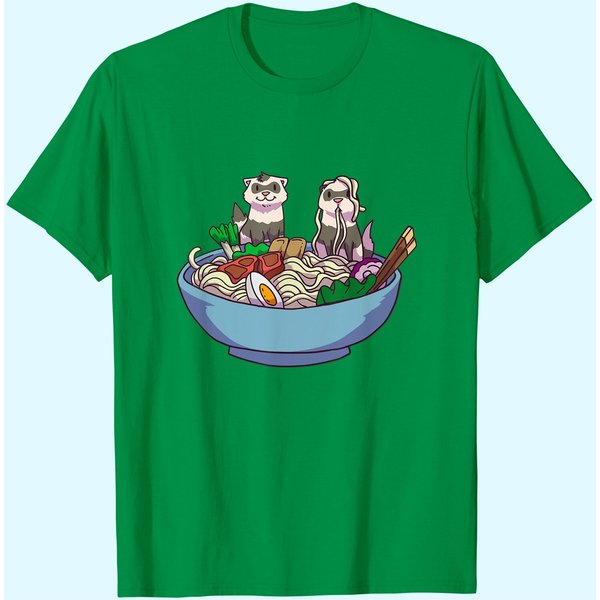 Ferret Ramen Noodles Anime Kawaii Japanese Otaku Gift T-Shirt-image