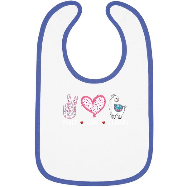 Peace Love Llamas Baby Bib