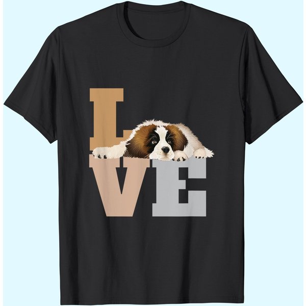St Bernard Lazy Puppy Dog Slobbers On Word T-Shirt-image