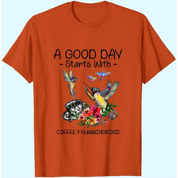 Coffee Day Starts With Coffee And Hummingbird T-Shirt-image