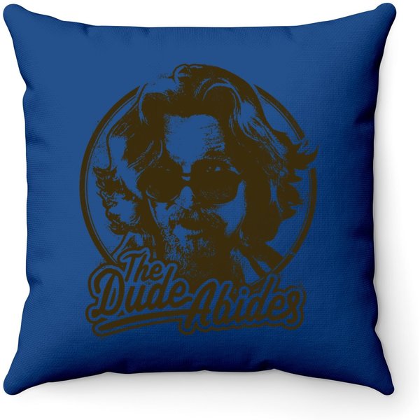 Big Lebowski The Dude Abides Negative Head Shot Portrait Throw Pillow-image