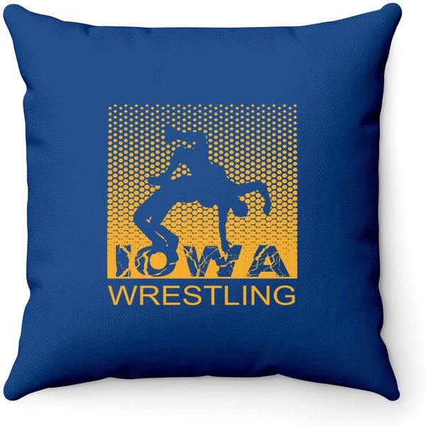 Graphic Iowa Wrestling Freestyle Wrestler The Hawkeye State Throw Pillow-image