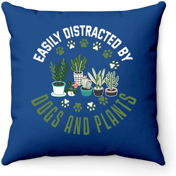 Plants And Dogs Throw Pillow Plant Lover Dog Lover Plant Throw Pillow-image