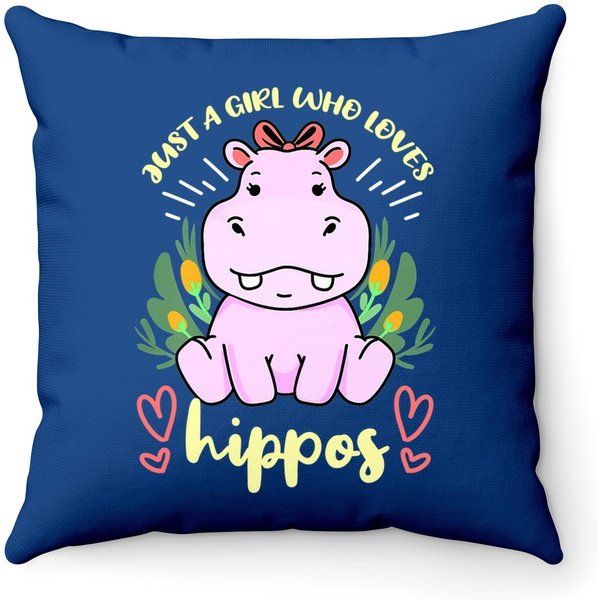 Just A Girl Who Loves Hippos Hippopotamus Throw Pillow-image
