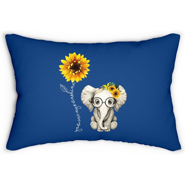 You Are My Sunshine Hippie Sunflower Elephant Lumbar Pillow