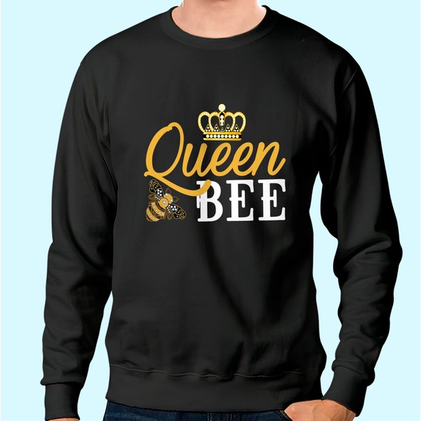 Womens Queen Bee Crown Sweatshirt Cute Gift For Woman Beekeeper Sweatshirt-image