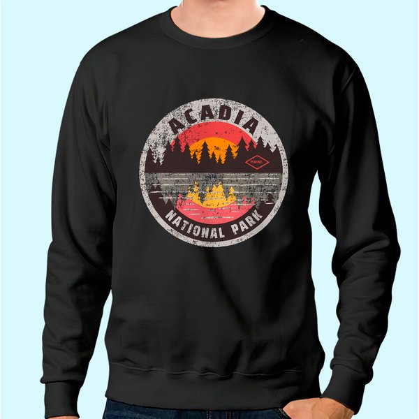 Vintage Acadia National Park Maine Camping Hiking Sweatshirt-image
