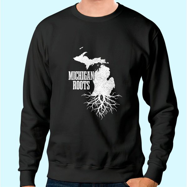Michigan Roots Vintage Pride State Map Gift Sweatshirt-image