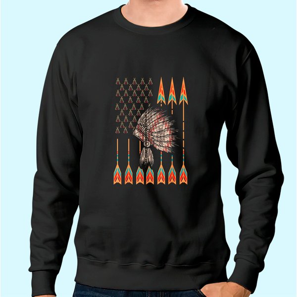 Native American Flag Usa For Indian Indigenous People Sweatshirt-image