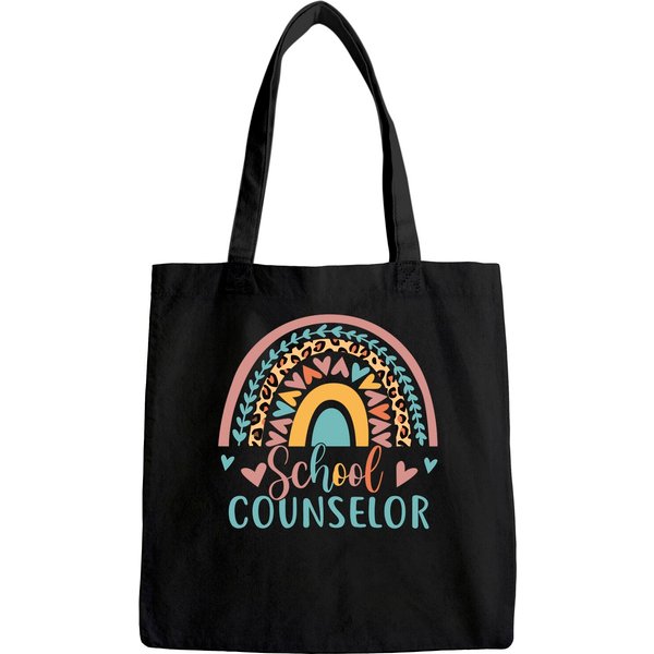 School Counselor Rainbow Leopard Print Tote Bag-image