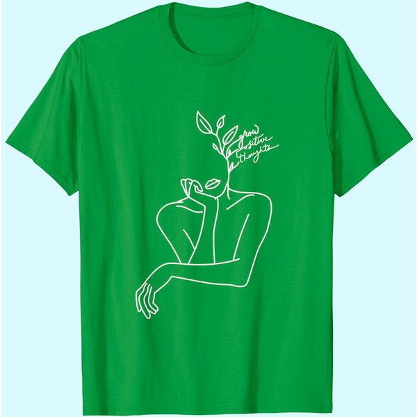 Line Drawing Art T-shirt, Grow Positive Thoughts, Face Shirts, Artistic Shirts, Abstract Drawing T Shirt