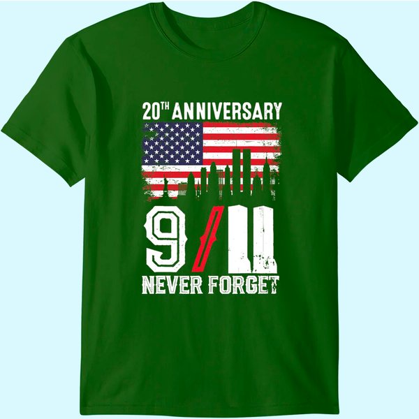 Never Forget 9/11 20Th Anniversary Patriot Day 2021 T-Shirt-image