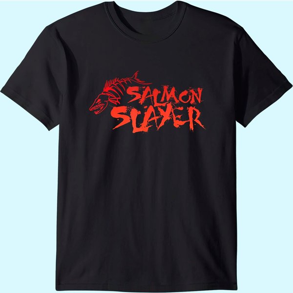 Salmon Slayer Fishing Funny T-Shirt-image