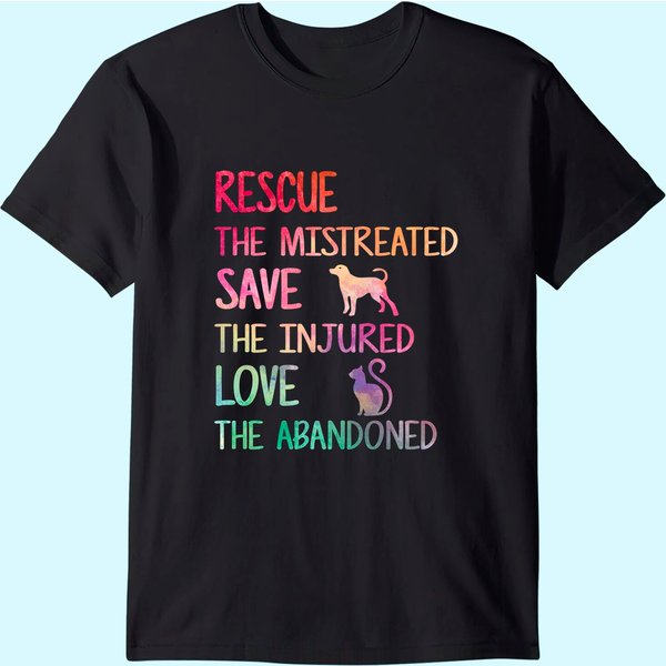 Rescue Save Love Pet Animal Shelter Volunteer Gifts Sleeve T-Shirt-image