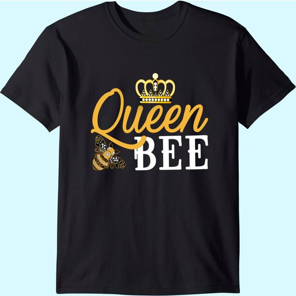 Womens Queen Bee Crown T-Shirt Cute Gift For Woman Beekeeper T-Shirt-image