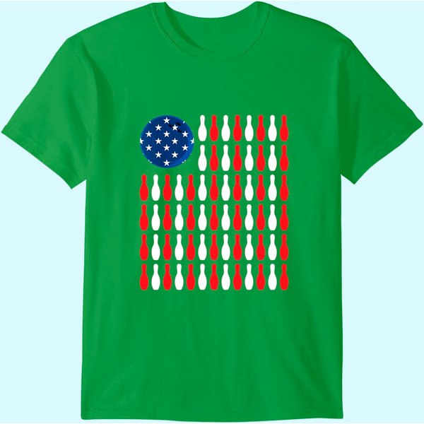 American Flag - Patriotic Bowler & Bowling T-Shirt-image
