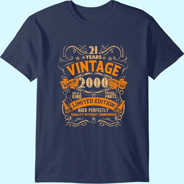 Born In 2000 Vintage 21St Birthday Gift Party T-Shirt-image