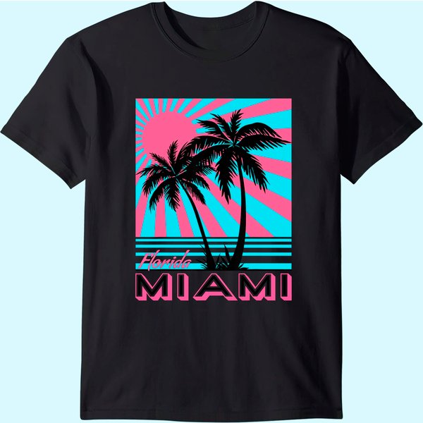 Miami Men's T Shirt Florida Palm Trees-image
