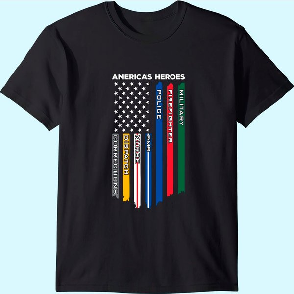 First Responders Police Military Firefighter Nurse T Shirt-image