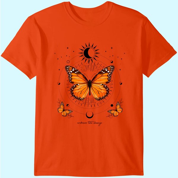 Monarch Butterfly Celestial Butterfly Sun Moon Phase Gift T-Shirt-image