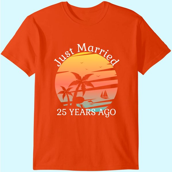 25Th Wedding Anniversary Cruise Just Married 25 Years T-Shirt-image