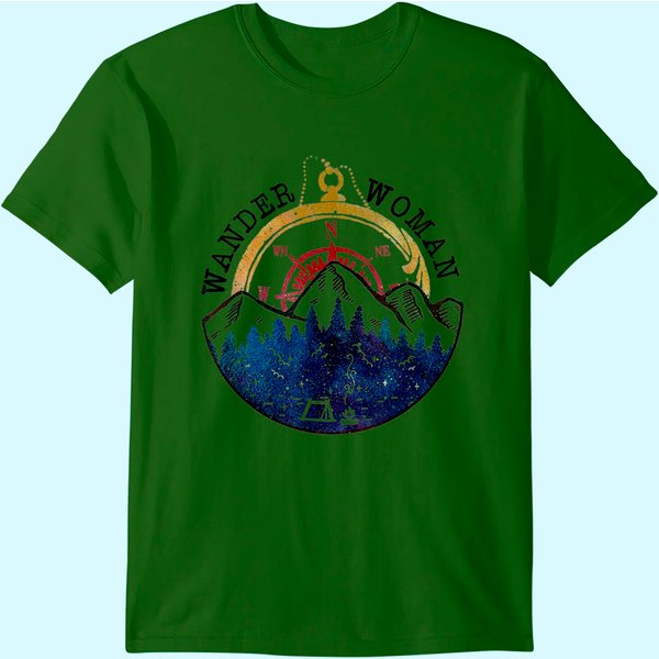 Wander Woman Funny Camping Hiking Lover Camper Hiker V T-Shirt-image