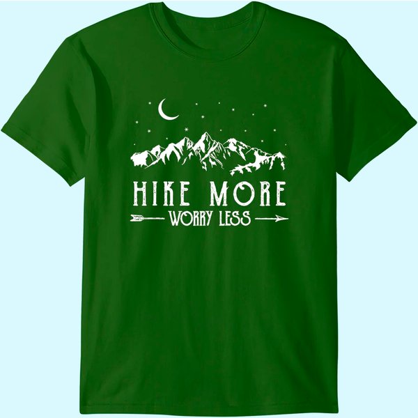 Hike More Worry Less Funny Nature Lovers Hiking Mountains T-Shirt-image