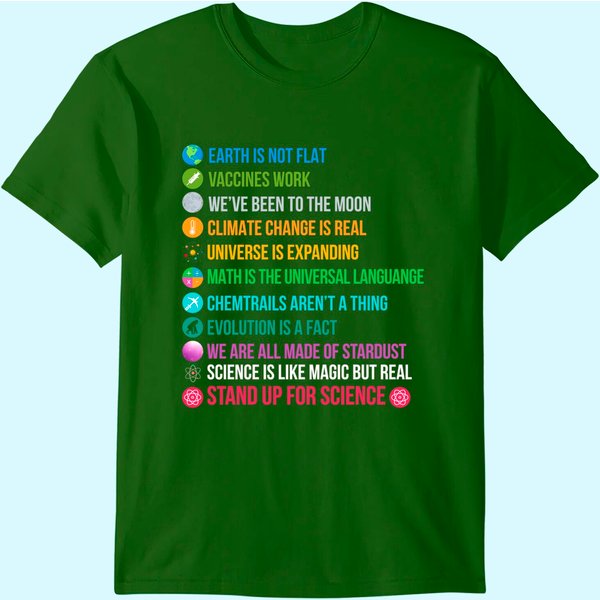 Earth Is Not Flat Vaccines Work Science Teacher Nerd Geek T-Shirt-image