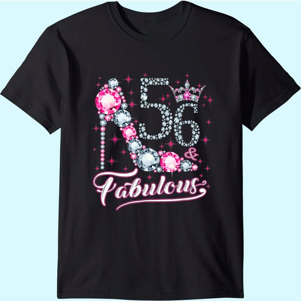 56 And & Fabulous 1965 56Th Birthday Gift Tee For Womens T-Shirt-image