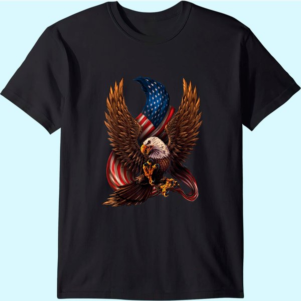 Patriotic American Design With Eagle And Flag T-Shirt-image