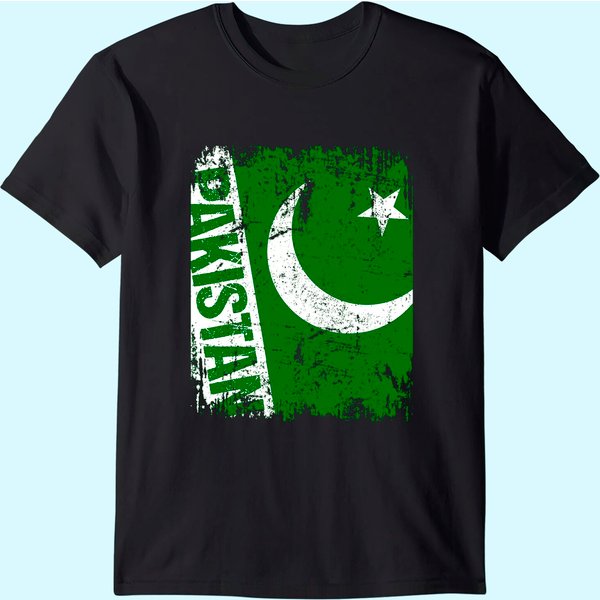 Pakistan Big Flag Vintage Distressed T Shirt-image