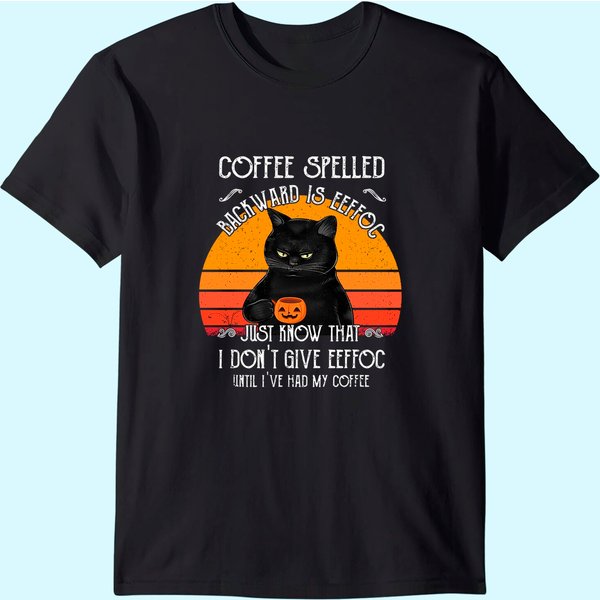 Halloween Black Cat Black Coffee Until I've Had My Coffee T-Shirt-image