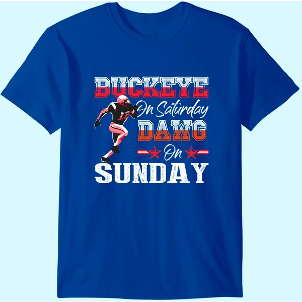 Buckeye On Saturday Dawg On Sunday Gifts And Apparel T-Shirt-image