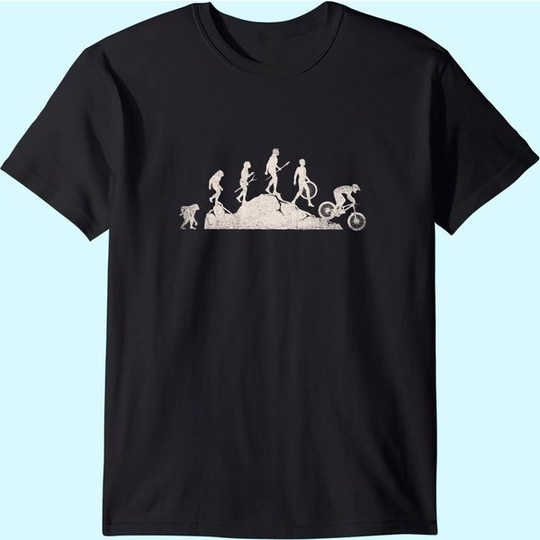 Mountain Biking Evolution Vintage Bicycle Sport Bike Rider T-Shirt-image