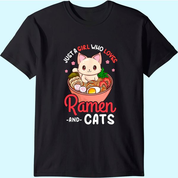 Ramen Cat Neko Anime Kawaii Otaku T Shirt-image