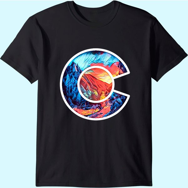 Colorado Mountain Landscape Co Flag Graphic Design By Mcma T-Shirt-image