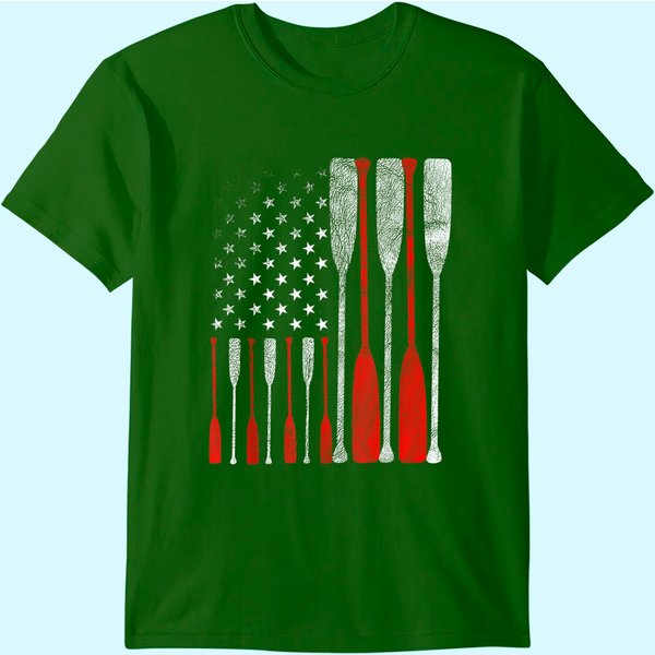 American Flag Crew Rowing T Shirt-image